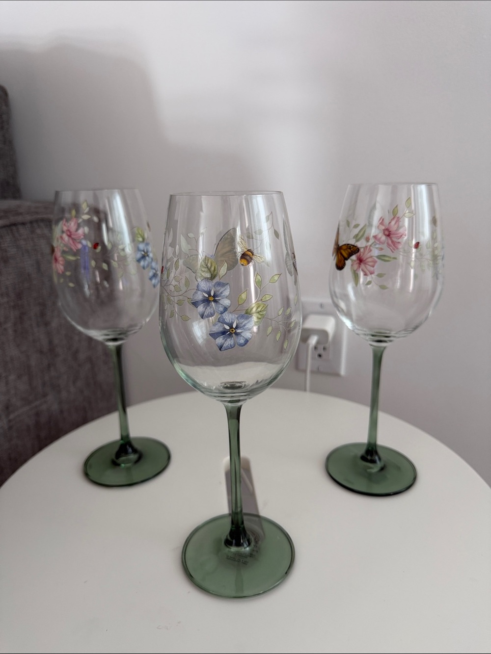 Lenox butterfly  Wine Glasses Set of 3